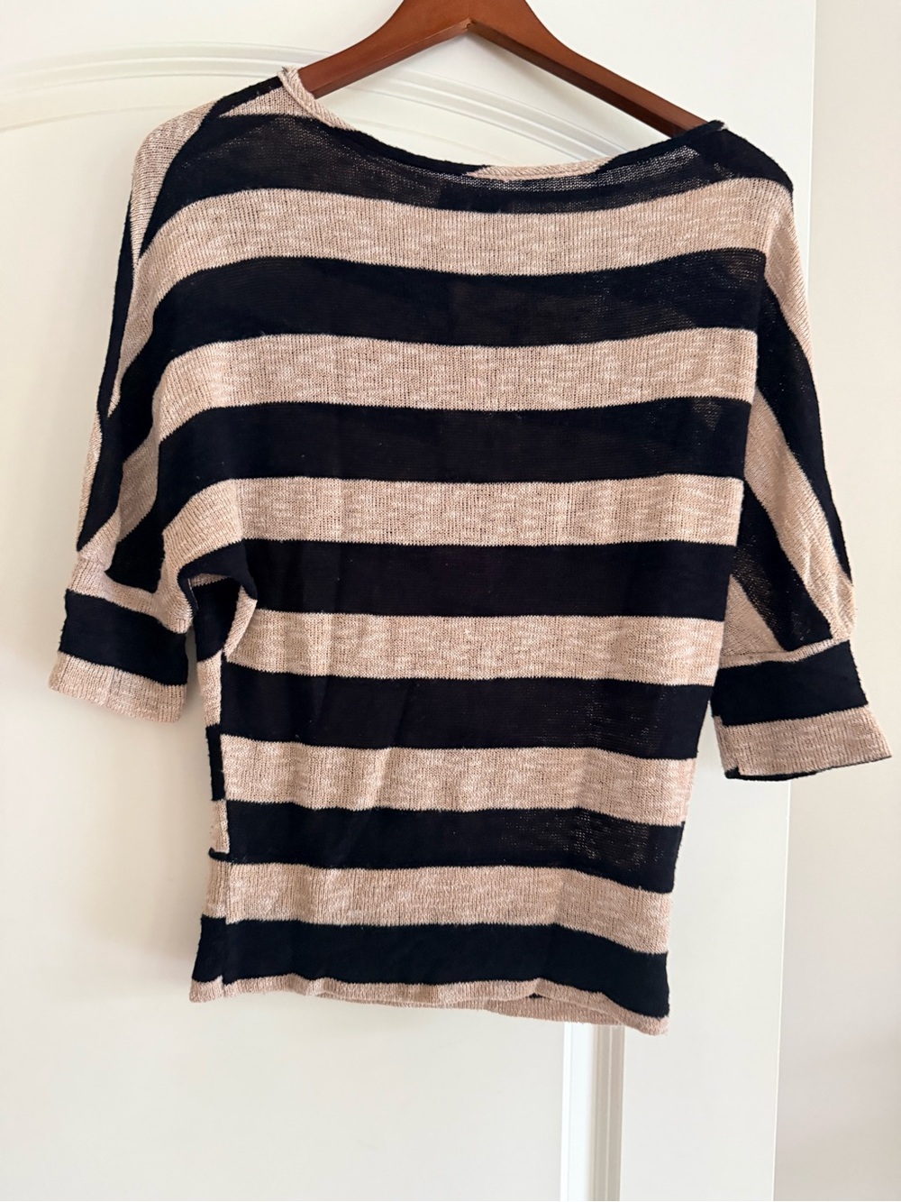 Striped Black and Beige Lightweight Women's Top